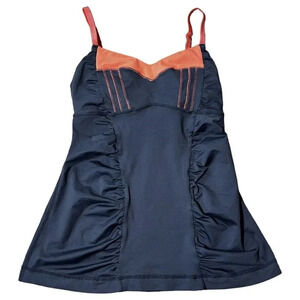 Lululemon Happy Heat Coral & Gray Luxtreme Ruched Strappy Tank Top Size 2
